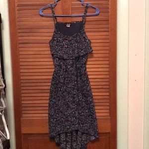 High-Low Navy Floral Dress